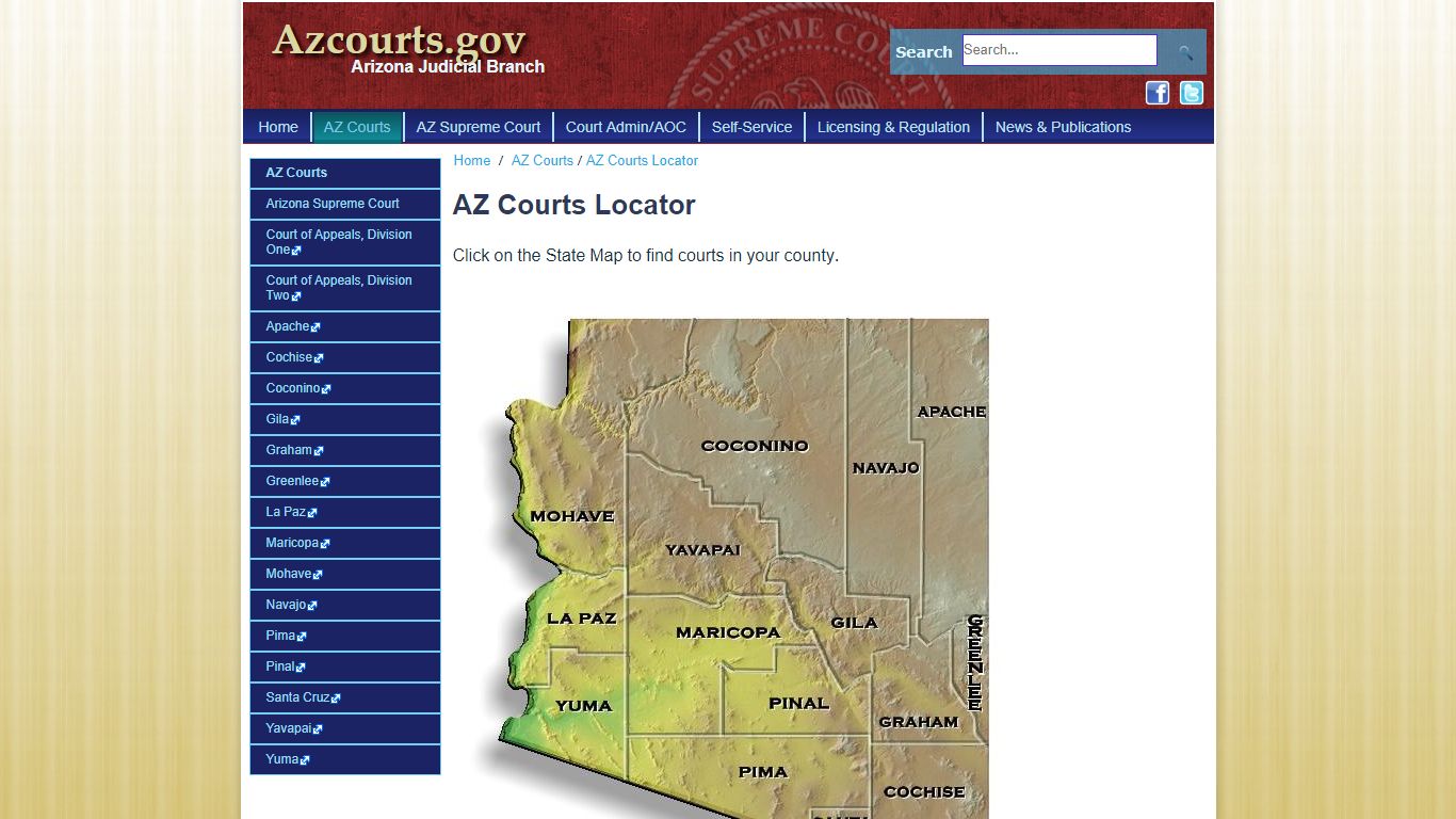 Arizona Judicial Branch > AZ Courts > AZ Courts Locator